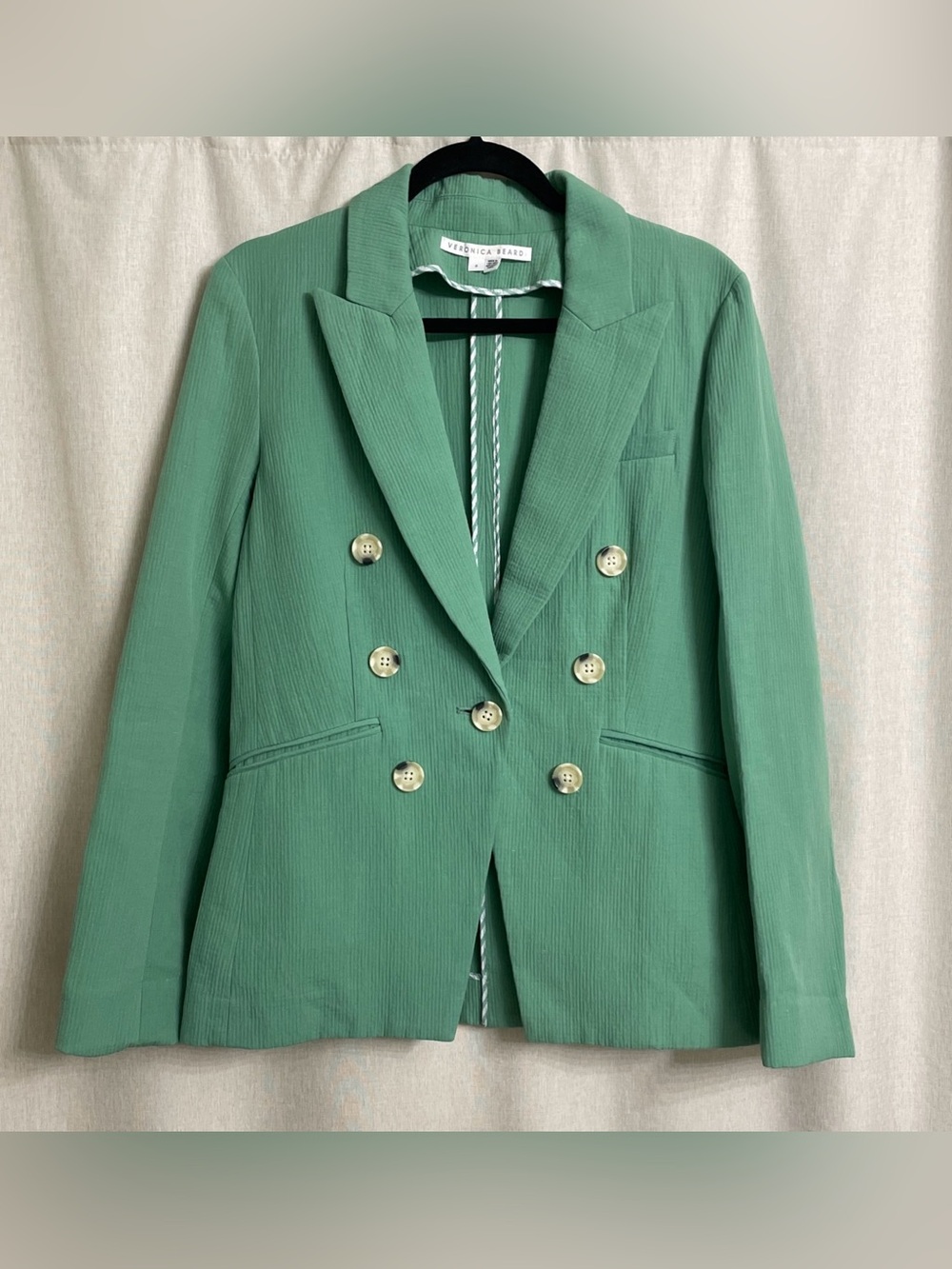 Veronica Beard Emsley Agate Green Linen Blend Dickey Blazer Size 8